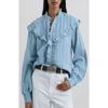 Scalpers Smockruffle Shirt In Blue
