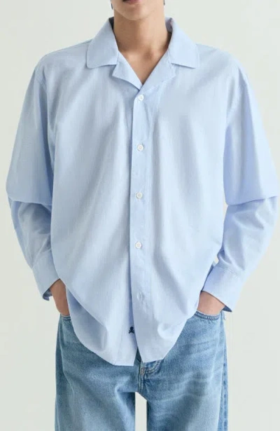Scalpers Striped Oxford Shirt In Blue
