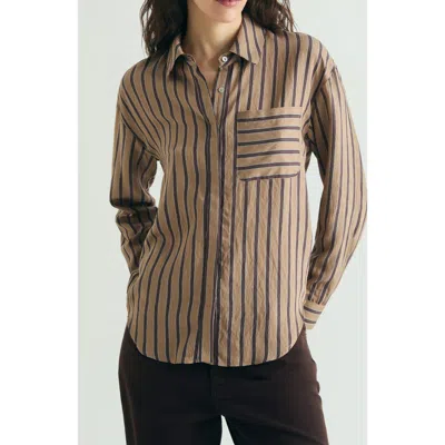 Scalpers Striped Pocket Shirt In Brown