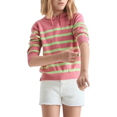 Scalpers Kids'  Striped Tricot Hoodie In Pink