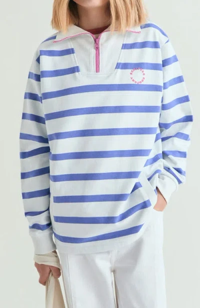 Scalpers Kids'  Striped Turtleneck Sweatshirt In Blue
