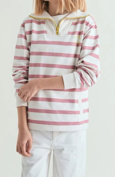 Scalpers Kids'  Striped Turtleneck Sweatshirt In Pink