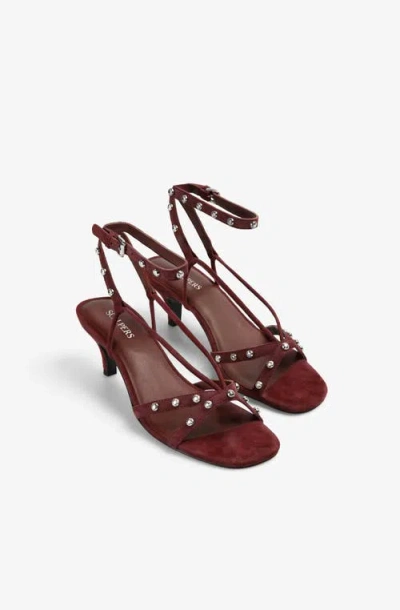 Scalpers Studsheel Sandal In Burgundy