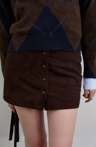 Scalpers Suede Midi Skirt In Brown