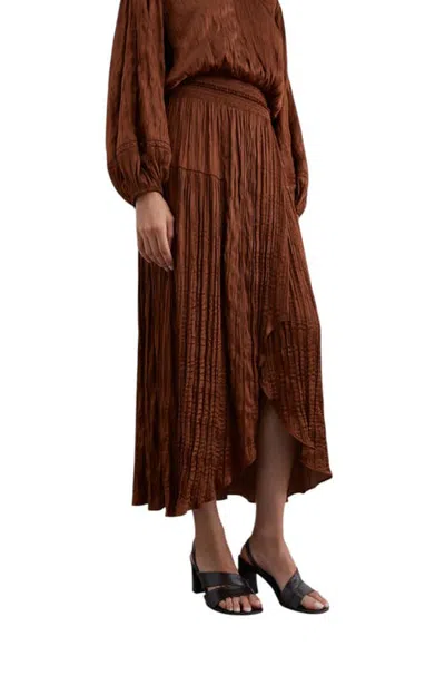 Scalpers Textured Satin Skirt In Brown