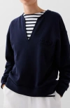 Scalpers V Embossed Sweater In Blue