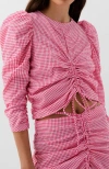 Scalpers Vichy Front Gather Shirt In Pink