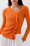 Scalpers Wrinkle Ls Tee In Orange