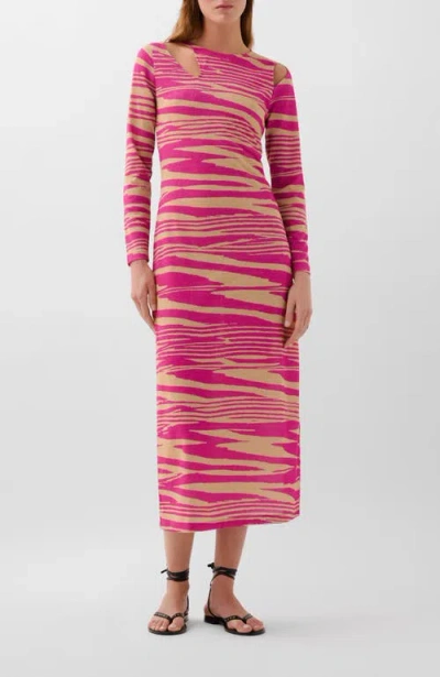 Scalpers Zebra Lurex Jersey Dress In Pink