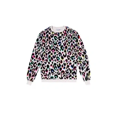 Scamp & Dude : Ivory With Rainbow Shadow Leopard Oversized Sweatshirt In Animal Print