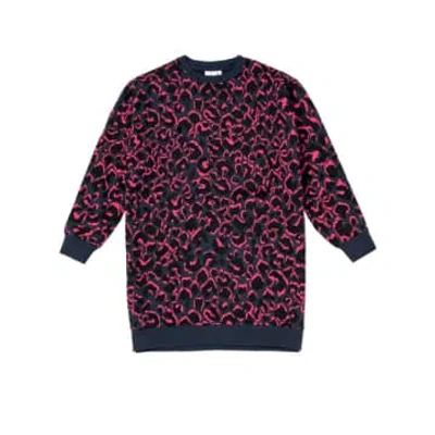 Scamp & Dude Navy With Black And Pink Shadow Leopard Oversized Tunic In Blue