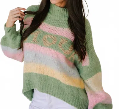 Scandal Italy Amaranth High Neck Sweater In Green
