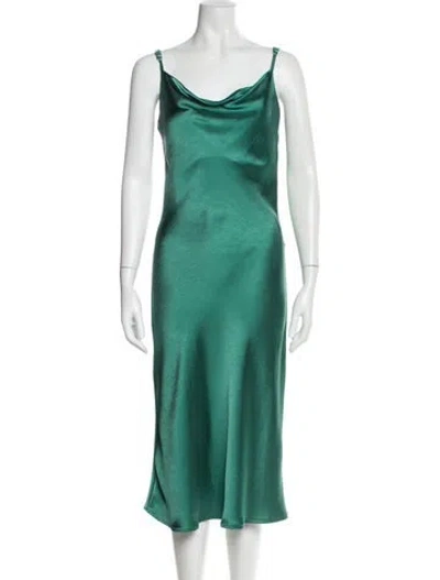 Pre-owned Scandal Italy Cowl Neck Long Dress In Green