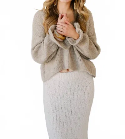 Scandal Italy Devin Knit Sweater In Taupe In Metallic