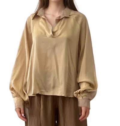Scandal Italy Ibiza Solid Blouse In Caramel In Gold