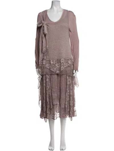 Pre-owned Scandal Italy Lace Pattern Midi Length Dress In Purple