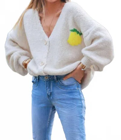 Scandal Italy Limoncello Knit Cardigan In Ivory In White