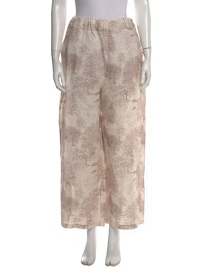 Pre-owned Scandal Italy Linen Wide Leg Pants In Neutral