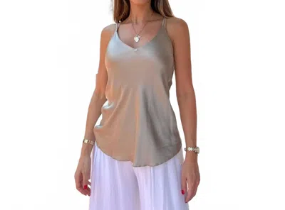 Scandal Italy Piper Satin Tank Top In Beige In Multi