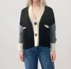 Scandal Italy Rhodes Color Block Cardigan In Black In Black