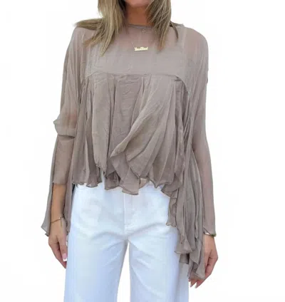 Scandal Italy Rosalina Ruffle Top In Taupe In Gray