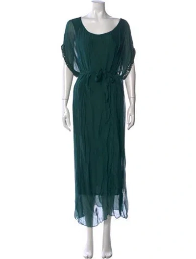 Pre-owned Scandal Italy Scoop Neck Long Dress In Green