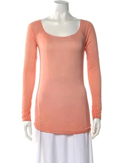 Pre-owned Scandal Italy Scoop Neck Long Sleeve Top In Pink