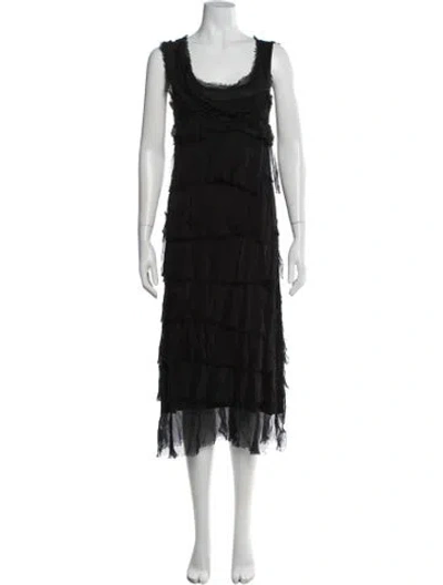 Pre-owned Scandal Italy Scoop Neck Midi Length Dress In Black