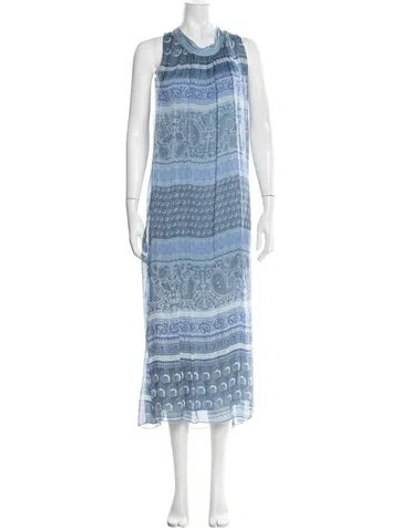 Pre-owned Scandal Italy Silk Long Dress In Blue