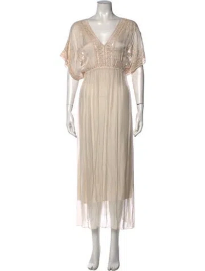 Pre-owned Scandal Italy Silk Long Dress In Neutral