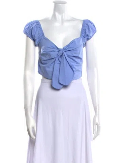 Pre-owned Scandal Italy Square Neckline Short Sleeve Crop Top In White