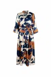 Scandal Italy Women's Printed Belted Dress In Navy In Multi