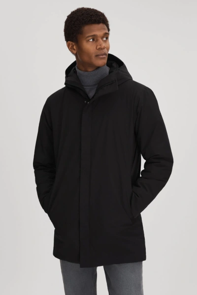 Scandinavian Edition Waterproof Hooded Coat In Black