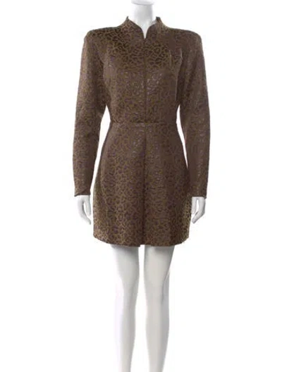 Pre-owned Scanlan Theodore Animal Print Mini Dress In Brown