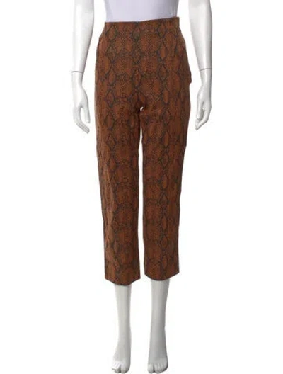 Pre-owned Scanlan Theodore Animal Print Straight Leg Pants In Brown