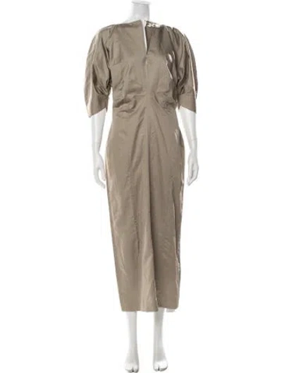 Pre-owned Scanlan Theodore Asymmetrical Long Dress In Neutrals