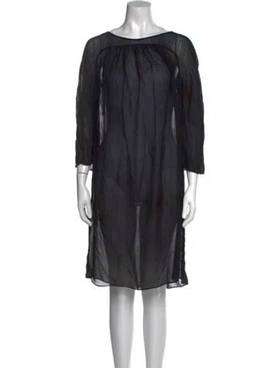 Pre-owned Scanlan Theodore Bateau Neckline Knee-length Dress In Black