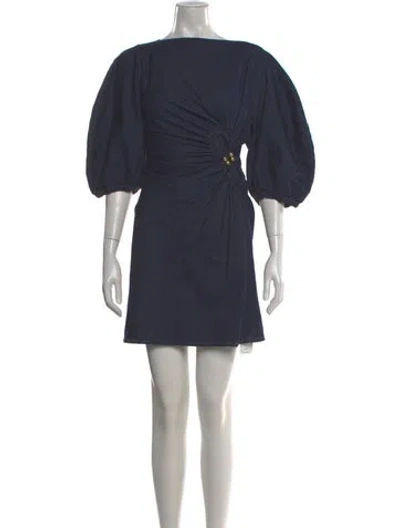Pre-owned Scanlan Theodore Bateau Neckline Mini Dress W/ Tags In Blue