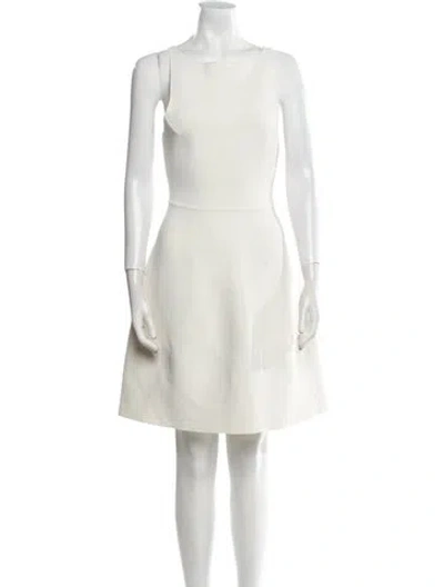 Pre-owned Scanlan Theodore Bateau Neckline Mini Dress In White