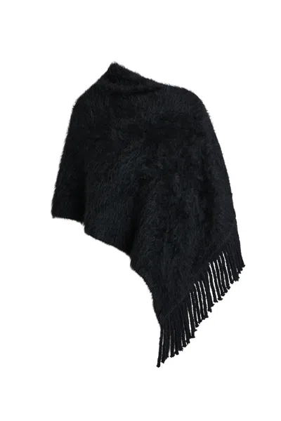Scanlan Theodore Brushed Fringed Cape In Black