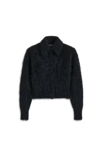 Scanlan Theodore Brushed Mohair Shirt Cardigan In Black