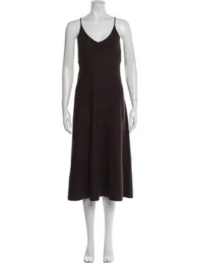 Pre-owned Scanlan Theodore Cashmere Midi Length Dress In Brown