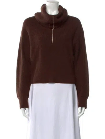 Pre-owned Scanlan Theodore Cashmere Mock Neck Sweater In Brown