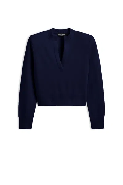 Scanlan Theodore Cashmere Placket Sweater In Blue