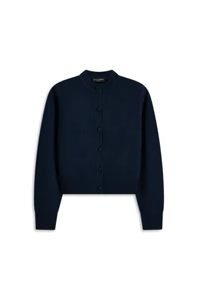 Scanlan Theodore Cashmere Shoulder Pad Cardigan In Blue