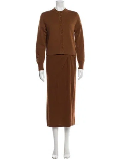 Pre-owned Scanlan Theodore Cashmere Skirt Set W/ Tags In Brown