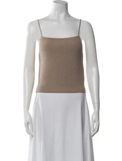Pre-owned Scanlan Theodore Cashmere Square Neckline Top W/ Tags In Neutrals