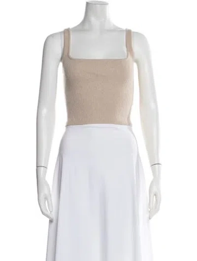 Pre-owned Scanlan Theodore Cashmere Square Neckline Top In White