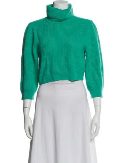 Pre-owned Scanlan Theodore Cashmere Turtleneck Sweater In Green