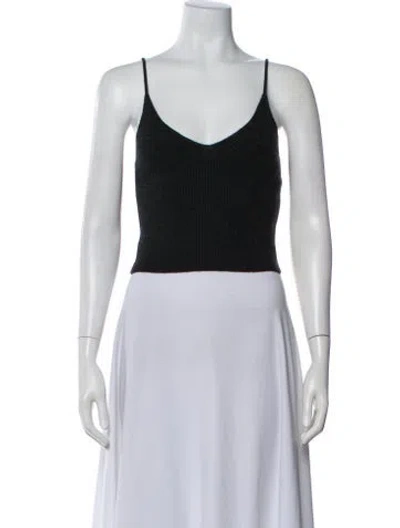 Pre-owned Scanlan Theodore Cashmere V-neck Crop Top W/ Tags In Black
